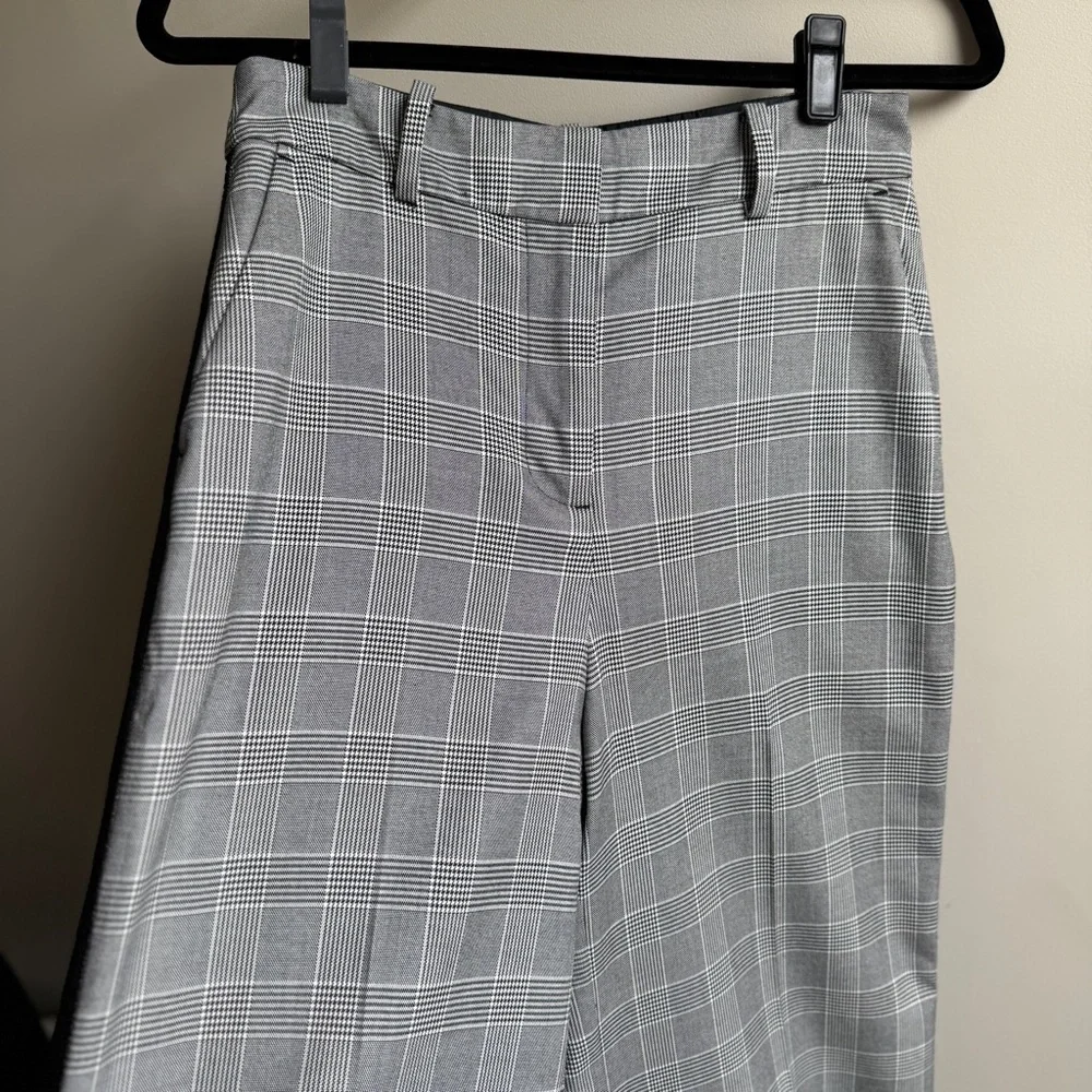 Boden Smart Wide Leg Pants Women's 4R Black Houndstooth Career Work Flare - Picture 4 of 12